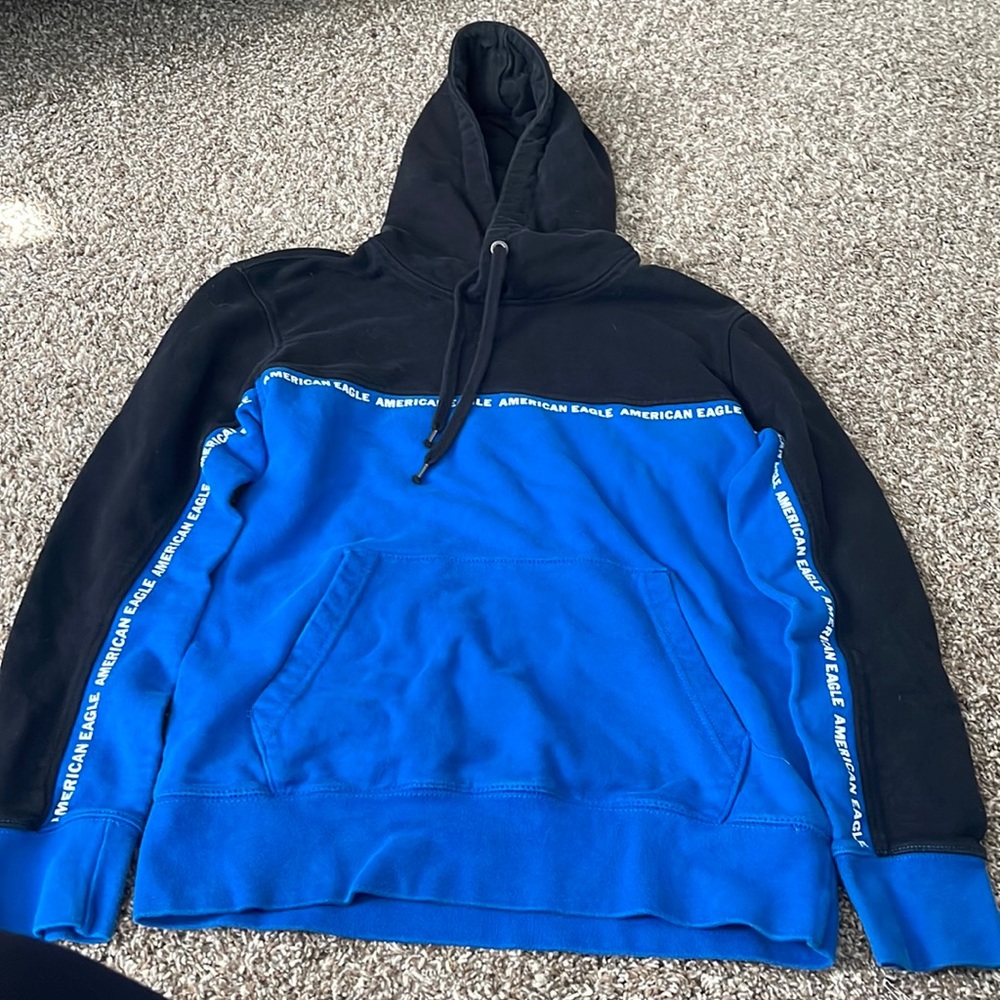 Great condition boys blue/black American eagle hoodie
